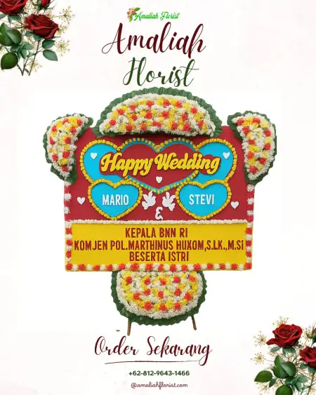 Papan Bunga Pernikahan Kepala Madan